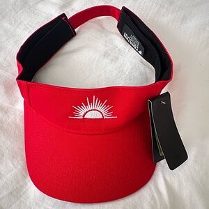 Red Sunburst Organic Cotton Visor Fersten Worldwide NWT Adjustable